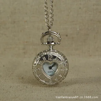 Inima Argint Cuarț Ceas Arabă Cifre Gravate Proiectare Femei Doamnelor Cadou Ceas Rafinat Mini Ceas De Buzunar