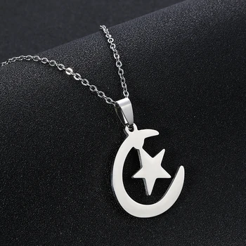 Orientul Mijlociu Arab luna stele pandantiv colier pentru oțel inoxidabil Barbati/femei Musulmane colier religioase islamice bijuterii Cadou