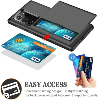 Pentru Samsung Galaxy Note20 Ultra Caz Ușă Glisantă Buzunar Ascuns Sloturi Pentru Carduri Anti-Zero Caz Nota 20, Ultra Acoperi Coque Funda