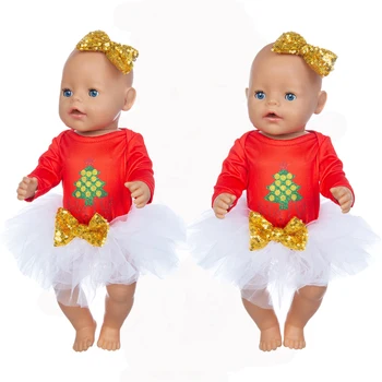 Rochie noua de Crăciun Costum Papusa Haine se Potrivesc 17 inch 43cm Haine Papusa Copil Născut Costum Pentru Copil Ziua de nastere Fistival Cadou