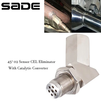 Din Oțel inoxidabil de 45 de Grade O2 Senzor de Oxigen Adaptor Extender Distanțier CEL Eliminator Cu Convertor Catalitic P0420 P0430
