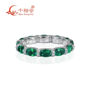 10k, 14k 18k aur alb forma ovala full band verde Smarald cu alb moissanite Eternitate Trupa de bijuterii de Logodna