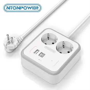 NTONPOWER prelungitor Europene mai Multe Plug Socket 2 AC Plug Prize Electrice 2 USB Porturi de Încărcare Comutator cu Extindere Cablu