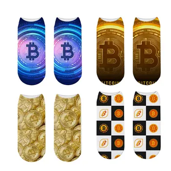 Amuzant Bitcoin Logo-ul Sosete de Barbati Bumbac, Scurta de Vara Șosete Monede de Aur de Culoare Pieptănat bumbac Șosete Barca