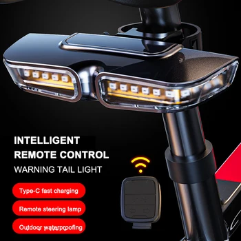 Bicicleta fără fir de Lumină USB Reîncărcabilă de Control de la Distanță de Semnalizare Noapte cu Bicicleta de Siguranță de Avertizare Lampă Spate Rotație de 360 de Grade