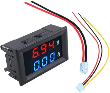 De înaltă calitate 100V DC 10A voltmetru ampermetru albastru + rosu LED amp pătrat Amper tensiune Dublu voltmetru digital display
