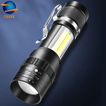 Portabil cu Lanterna LED-uri XPE COB Lumina Lanterna Reincarcabila Built-in Baterie Zoom Lanterna Modul 3 rezistent la apa Lanterna de Urgenta