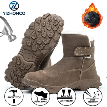 Iarna Securitate a muncii Cizme Pentru Bărbați Anti-Zdrobitor de Lucru de Siguranță Cizme Pentru Bărbați HighTop Plus de Siguranță Pantofi bota masculina YIZHONCO