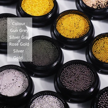 0,6 mm-1.0 mm Metal Micro Oțel Inoxidabil Margele de Aur/Aur roz/Argintiu/Gun Grey Caviar Unghii DIY Sfaturi pentru UV Gel Decoratiuni