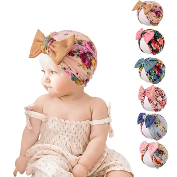 2021 Fetita Florale Arc Pălărie De Floarea Imprimare Elastic Pentru Sugari Capota Boho Stil Indian Căciuli Nou-Născut Fotografie Cap Turban