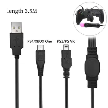 3,5 M 2 In 1 Hi-Speed Micro USB 2.0 de Încărcare Cablu de Sincronizare de Date Cablu Pentru PlayStation 4 Dual Shock Controller PS4/PS3/PS VR