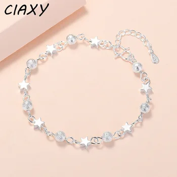 CIAXY Culoare Argintie Mici Proaspete Stele Bratari pentru Femei Personalitate Rotund Șirag de mărgele Brățară coreea Moda Bijuterii Vânzare Fierbinte