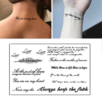 De Unică Folosință Tatuaj Fals Autocolante Simple Scrisori Engleză Durabil Impermeabil Tatuaj Temporar Autocolante Pentru Bărbați Și Femei