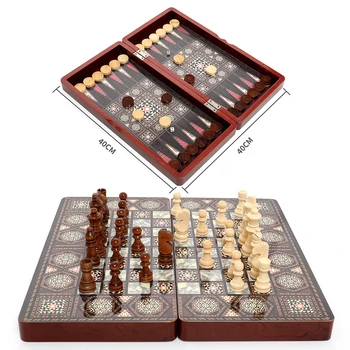 De lux Cavaler de Dame, Șah, Table Pliabile de Divertisment Intelectual Joc 40x40cm Portabil 3-în-1 de Bord mai Multe Moduri