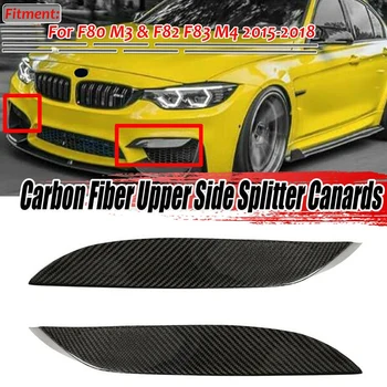 Mașină Reală Fibra de Carbon Bara Fata Partea Splitter Canards Spoiler Pentru BMW M3 F80 82 F83 M4 2015-2018
