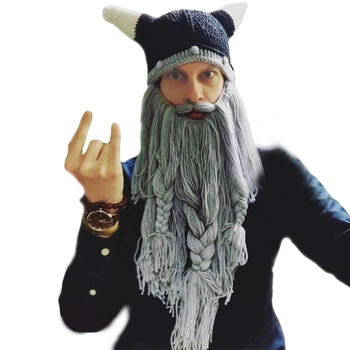 Amuzant Nebun Perucă, Barbă Lungă Vikingar Căciuli Capac Unisex Pentru Adulti Vikingii Pălării Barbar Cald Iarna Cosplay, Costume De Halloween Capace