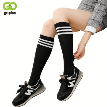 GOPLUS 2023 Noua Moda Femei din Bumbac Șosete Genunchi Mari 3 Linia Casual cu Dungi Cosplay Sock 5 Culori Ciorapi C4176