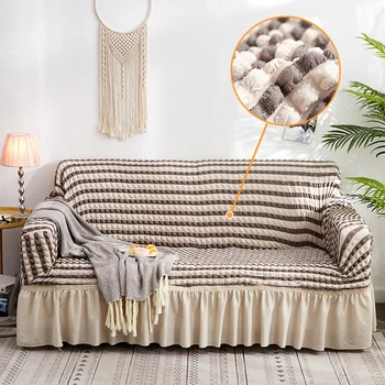 De înaltă calitate, cu dungi bubble fire acoperă canapea camera de zi canapea fusta praf unic în două culori întinde canapea acoperi 1/2/3/4 dadace