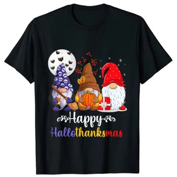 De Halloween, Ziua Recunoștinței, Crăciun Fericit HalloThanksMas Gnomi T-Shirt Graphic Tee Topuri