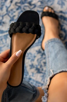 Vara Țese Papuci Femei În Afara Tesatura De Bumbac Toc Plat Deschis Deget De La Picior Cauciuc Unic Solide Slide-Uri De Sandale De Plaja Doamnelor Pantofi De Sex Feminin