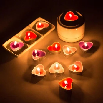 50Pcs Ziua Îndrăgostiților Dragoste în Formă de Inimă Ceai aprind Lumânări fără Fum de Lumânări Propunere de Romantic Mărturisire Favoruri Decorative