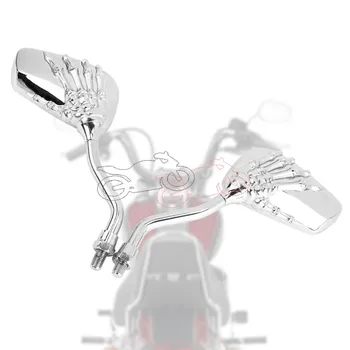 Universal se Potrivesc Motocicleta Chrome Craniu Mână cu Gheare retrovizoare Oglinda Laterala 10/8mm Oglindă Șurubul De Strada Sport Biciclete Chopper Cruiser
