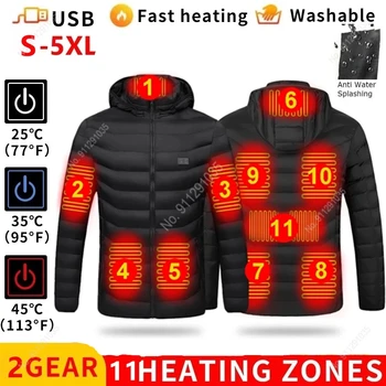 NOI Oamenii Încălzit Jachete în aer liber Strat USB Baterie Electrică Mâneci Lungi Încălzire Jachete cu Gluga de Iarna Cald Termică Îmbrăcăminte
