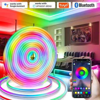 Tuya WiFi Inteligent LED Neon Benzi luminoase RGB Reglabile 12V Impermeabil RGBIC Vis de Culoare Urmarind Banda Sincronizarea de la Distanță de Muzică Bluetooth