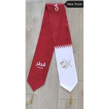 Țara Dublu Partea de Imprimare Satin Fotbal Fani drapelul Național Qatar Eșarfă