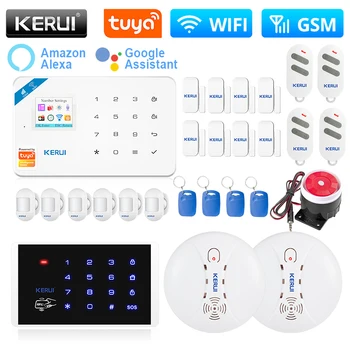 KERUI W181 Sistem de Alarmă Acasă Kit WIFI GSM Tuya Casă Inteligentă Alexa Senzor de Mișcare Detector Senzor de Usa Card RFID Sirena Solar