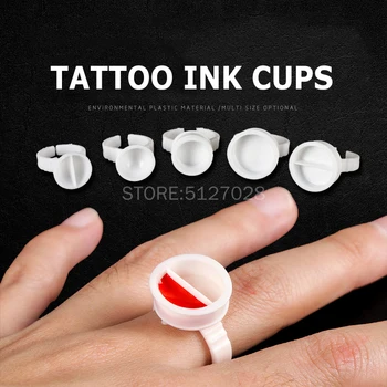 100pc de Plastic de Unică folosință Microblading Cerneală Tatuaj Cupe Machiaj Permanent Pigment Clar Titularul Capac Recipient S/M/L Tatuaj Accesoriu