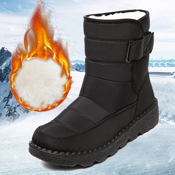 Non-Alunecare Impermeabile Cizme de Zapada pentru Femei de Pluș Gros de Iarna Cizme Glezna Femeie Platforma Ține de Cald Bumbac Căptușit Pantofi