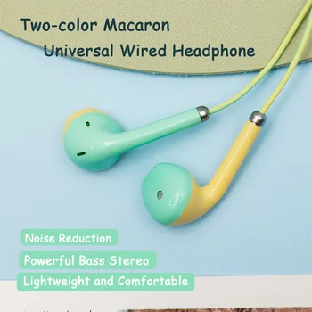 Două culori Macaron cu Fir Căști de 3,5 mm În Ureche de Reducere a Zgomotului de sport Universal pentru Casti Cu Microfon Pentru PC, Telefon Mobil