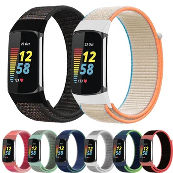 Curea nailon pentru Fitbit Charge 5 Smart Watch Sport Nylon Țese Buclă Bratara Bratara Correa Pulsera pentru fitbit Charge 5 benzi