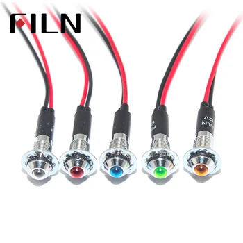 FILN FL1M-8SW-1 8mm rosu galben albastru verde alb 12v, 24v, 110v 220v led metal lampă de semnalizare cu 20cm de cablu
