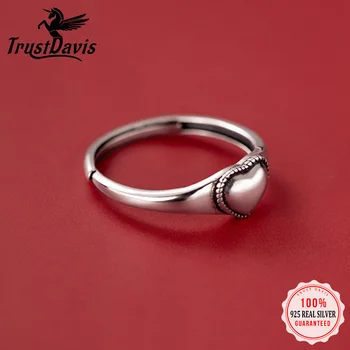 Trustdavis Veritabil 925 Sterling Silver Moda Romantic Inima de Deschidere Inel Pentru Femei Nunta Ziua Îndrăgostiților Bijuterii Fine DA2109