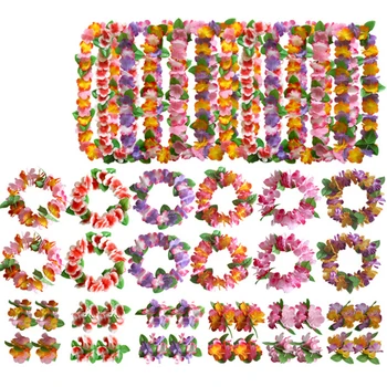 4buc/Set Artificiale Rochie Fancy Hawaiian Ghirlandă de Flori Coroane de flori Colier Petrecere Hawaii Beach Fun Flori DIY Decorare Petrecere