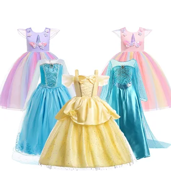 Fete Costum De Carnaval Copii Rapunzel, Elsa, Anna Unicorn Belle Cenusareasa Rochie De Copil Ziua De Nastere Prințesă Costum Petrecere