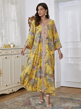 TOLEEN Femei Casual Elegante, Rochii Maxi 2022 Primavara Toamna Print Floral Abaya arabă turcă din Africa Petrecere de Seara, Halat de Vestido