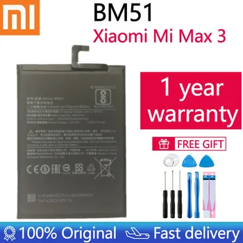 100% Original, Acumulator de schimb Pentru Xiaomi Mi Max3 Max 3 BM51 Reale Bateria Telefonului 5500mAh+Instrumente Gratuite+Autocolante Gratuite