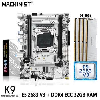 MAȘINIST X99 K9 Kit Placa de baza Cu Xeon E5 2683 V3 CPU Procesor LGA 2011-3 Set 32GB(4*8G) DDR4 ECC Memorie RAM Sata M. 2