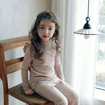 2022 Fete T-Shirt Confort Elegant Versiunea coreeană pentru Copii si Fete cu Maneca Lunga T-Shirt Copii Haine Iarna Fete
