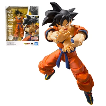 Original Bandai SHF SHFiguarts Soare Goku Părul Negru Saiyan 2.0 Dragon Ball Anime Figura Model Collecile Jucării de Acțiune
