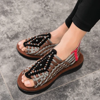 2021 Vara Open toe Sandale pentru Bărbați, Confortabil, rezistent la apa Pantofi de Plaja Moale cu Talpi Weave Pantofi Antiuzura Bărbați care Trăiesc la Domiciliu Papuci
