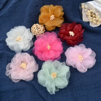 5PCs Moale Șifon Flori Artificiale DIY de Cusut Pentru Artizanat Rose Floare Material Pentru lucru Manual Nunta Accesorii pentru Decor