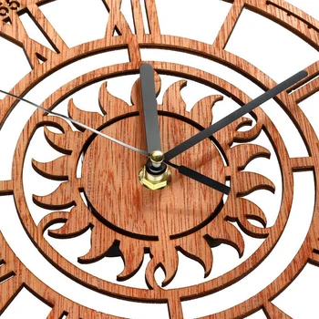De Epocă Din Lemn De Ceasuri De Perete De Forma Rotunda Soare Model Roman Numărul Ceas Digital