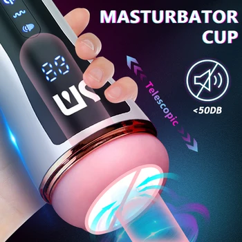 De sex masculin Masturbator Automate Telescopice Rotative Aeronave Cana Electrica Masturbari Cupa Vaginul Real Jucarii Sexuale pentru Bărbați Sex-Shop