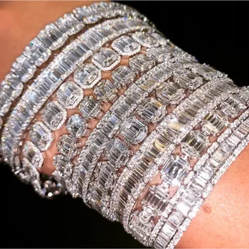 Trendy Laborator Diamant Brățară Brățară de Aur Alb Umplut Bijou Petrecere de Nunta Bratari Pentru Femei barbati Aniversare de Logodna Bijuterii