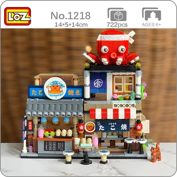 LOZ 1218 Stradă Oraș Caracatiță, Fructe de mare Magazin de produse Alimentare Restaurant Arhitectura Model de Mini Blocuri Caramizi de constructie de Jucarie pentru Copii fără Cutie