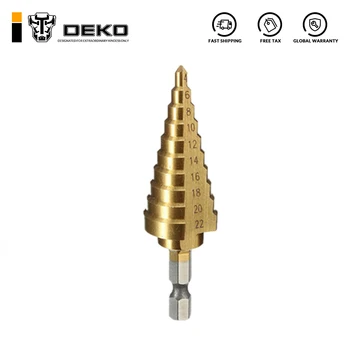 DEKO Titan Acoperit 10 Pas Burghiu Con burghie 4-22mm HSS 4241 Lemn Metal Instrument de Foraj Gaura de Tăiere Instrumente de Putere